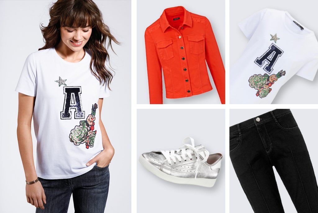 Stijl 1: wit T-shirt met een jasje